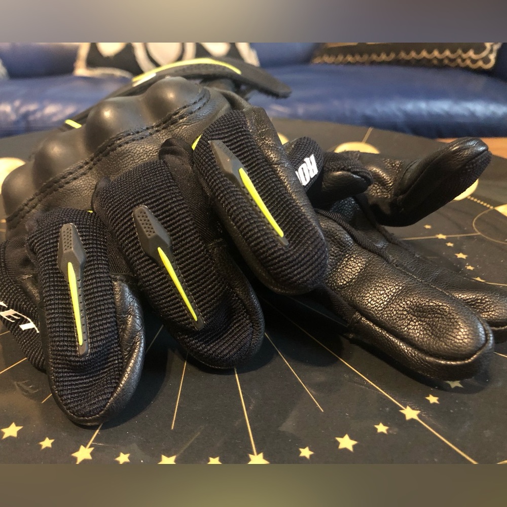 Joe Rocket Supermoto Mens Street Motorcycle Leather Gloves - Black/Hi-Viz/Large